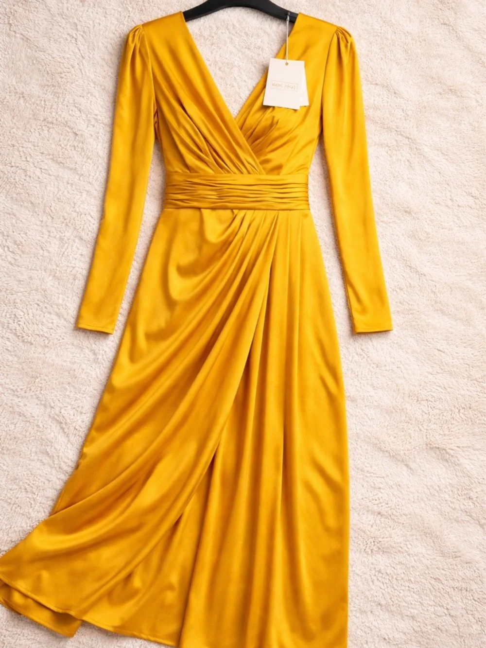 Mac Duggal Satin Marigold Formal Gown Size 10 NWT Luxury - Picture 5 of 7